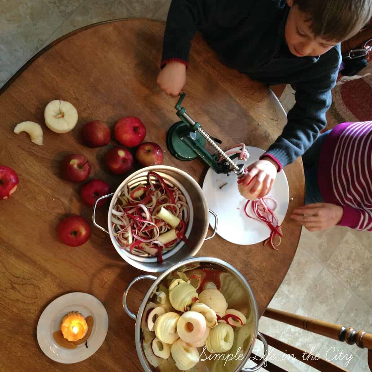 kitchen day - peeling apples