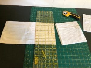 reusable family cloth cutting into squares