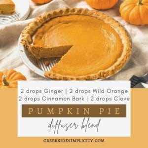Pumpkin Pie Diffuser Blend, with 2 drops ginger, 2 drops wild orange, 2 drops cinnamon, 2 drops clove