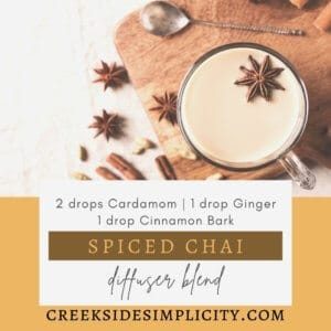 Spiced Chai Fall Diffuser Blend with 2 drops cardamom, 1 drop ginger, 1 drop cinnamon bark