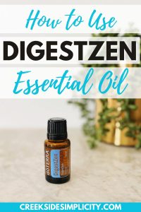 Bottle of DigestZen oil with text How to Use DigestZen Essential Oil