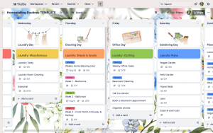 screenshot of homemaking routines trello board