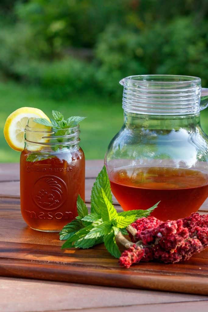 sumac lemonade in a pitcher